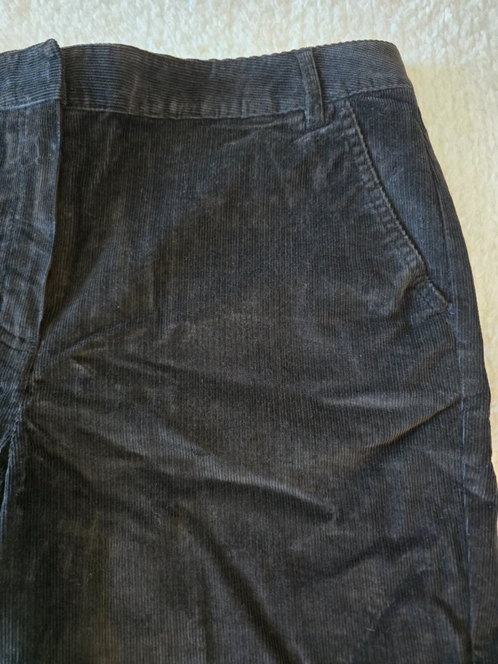 Talbots Stretch Corderoy Pants Charcoal Grey Cuffed Wide Leg Size 12 - Picture 10 of 16